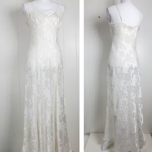 Vintage gold label  nightgown with 23.5" slit, subtle floral sexy chemise medium